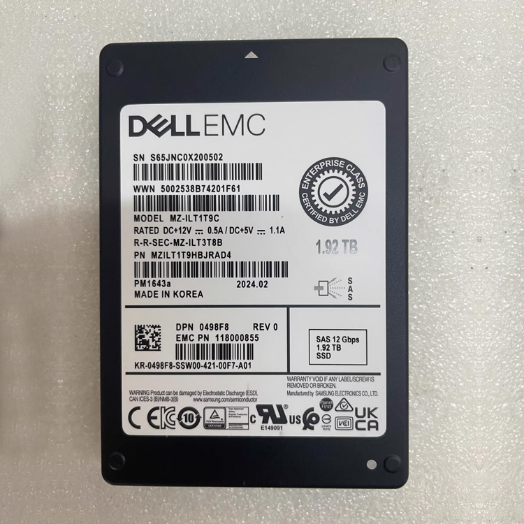 Brand new 0-power PM1643a 1.92TB SAS 12G DELL EMC 0498F8 118000855 New support for testing
