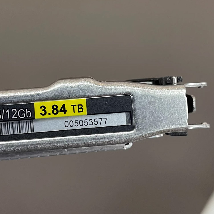 Brand new DELL EMC 005053577 3.84TB, SAS enterprise grade solid state drive, SSD, 12Gbps interface, 2.5-inch server hard drive, fully functional.