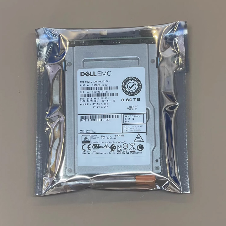 새로운 DELL EMC D4F-2SFXL2-3840 005053160 유닛 XT 7.68TB, SAS 엔터프라이즈급 솔리드 스테이트 드라이브, SSD, 12Gbps 인터페이스, 2.5-인치 서버 하드 드라이브, 완전한 기능. 원래 분해, 테스트 지원. 엔터프라이즈급 서버 스토리지에 적합.