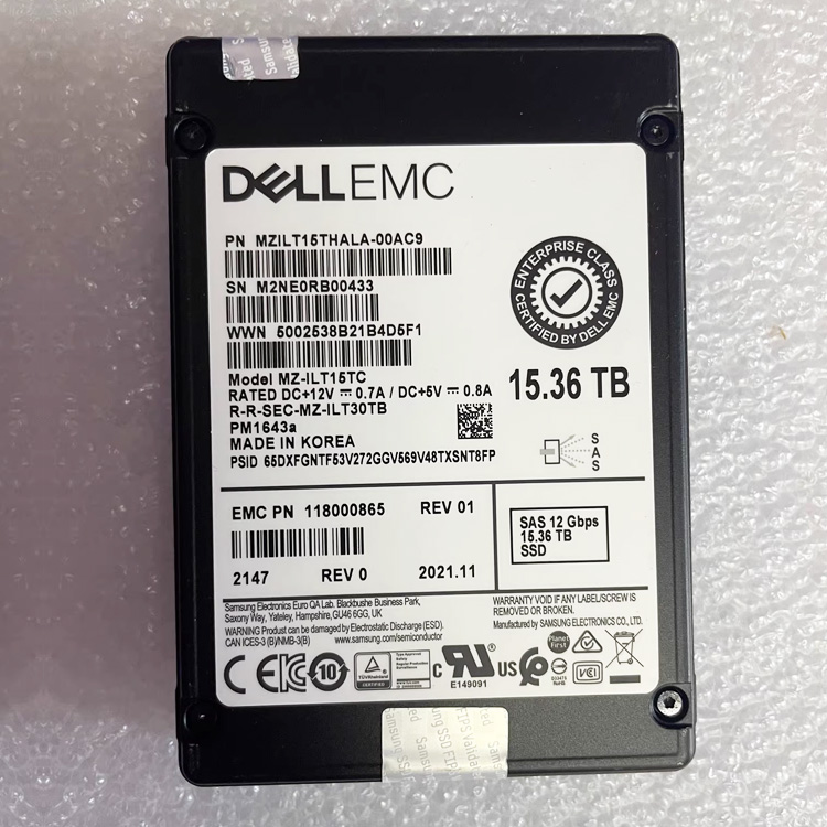 Dell EMC 118000865 Samsung PM1643a Disk Body 15.36TB SAS 12Gb MZILT15THALA-00AC9 SSD