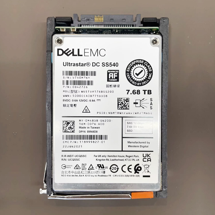 Dell EMC 118999827-01 0B42726 7.68TB SAS 12Gbps 512e 2.5″ WUSTVA176BSS200 0M48D8 005053725 Enterprise SSD