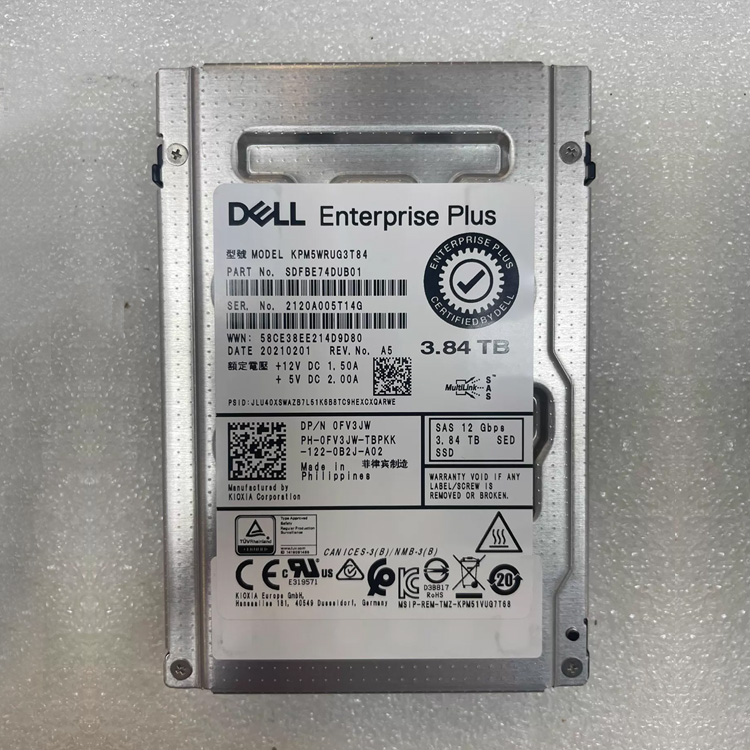 DELL 0XGKPF 3.84TB SAS Enterprise SSD, Model KPM5WVUG3T84, 12Gbps Interface, 2.5″ Server Hard Drive