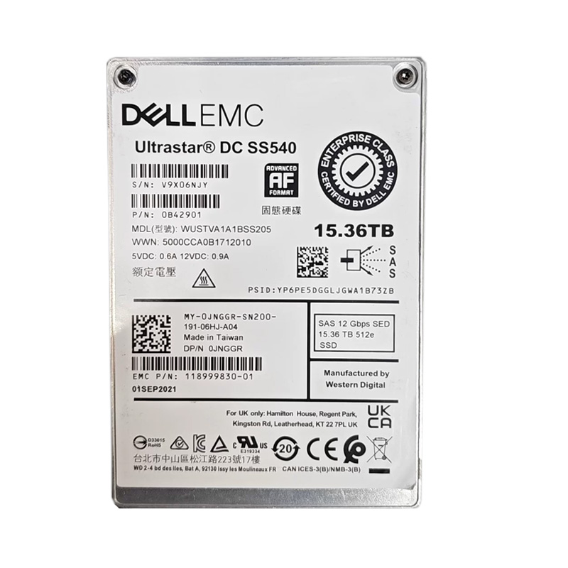 Stock Dell EMC UItrastar DC SS540 WUSTVA1A1BSS205 0JNGGR 15.36TB 12Gbs SAS SSD Solid State Drives